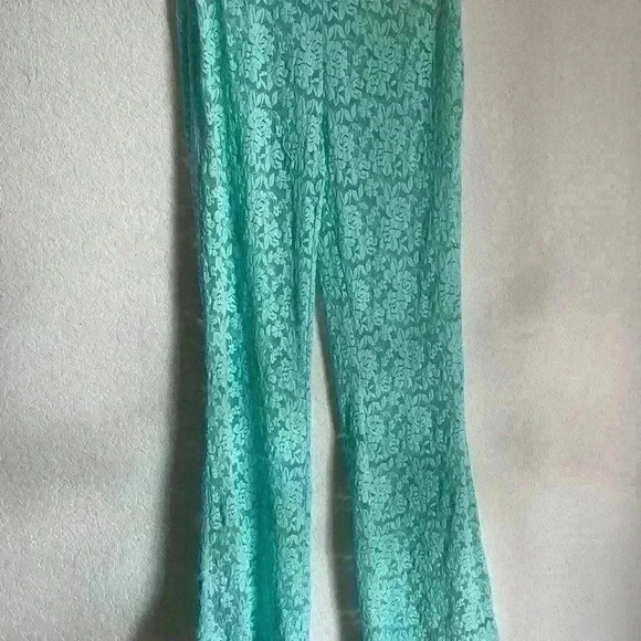 Free People Intimately All Day Lace Floral Sheer Flare Coquette Boho Trousers S - Picture 4 of 10